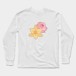 Pink Rose & Day Lily Long Sleeve T-Shirt